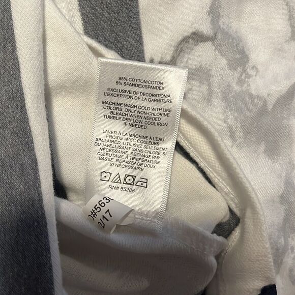 Express Mens Short Sleeve Polo Size Large Grey And White Striped - Picture 7 of 7